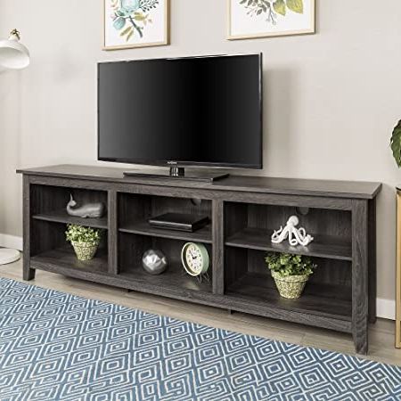 Newest Modern Farmhouse Fireplace Credenza Tv Stands Rustic Gray Finish Within Amazon: Home Accent Furnishings New 70 Inch Wide (Photo 4 of 10)