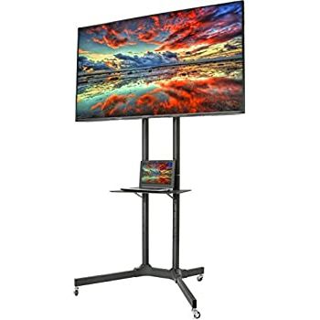 Newest Rolling Tv Cart Mobile Tv Stands With Lockable Wheels Pertaining To Amazon: Mount Factory Rolling Tv Cart Mobile Tv Stand (Photo 4 of 10)