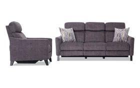 Newest Symmetry Fabric Power Reclining Sofas With Symmetry Fabric Power Reclining Sofa & Power Recliner (View 3 of 10)