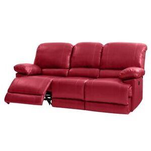 Nolan Leather Power Reclining Sofas Inside Most Popular Corliving Lea Red Bonded Leather Power Reclining Sofa With (View 8 of 10)