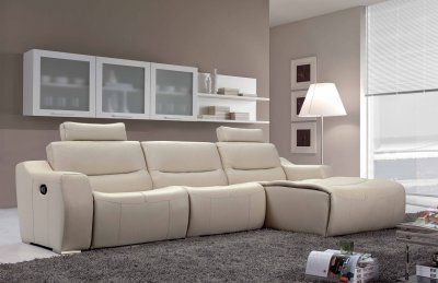 Off White Leather 2143 Modern Reclining Sectional Sofaesf Regarding Newest 3pc Ledgemere Modern Sectional Sofas (View 9 of 10)