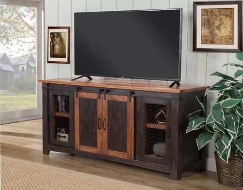 Painted Inside Popular Farmhouse Sliding Barn Door Tv Stands For 70 Inch Flat Screen (View 3 of 10)