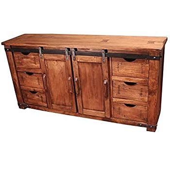 Popular Amazon: Parota Rustic 70" Tv Stand W/cabinet Doors Throughout Martin Svensson Home Barn Door Tv Stands In Multiple Finishes (View 2 of 10)