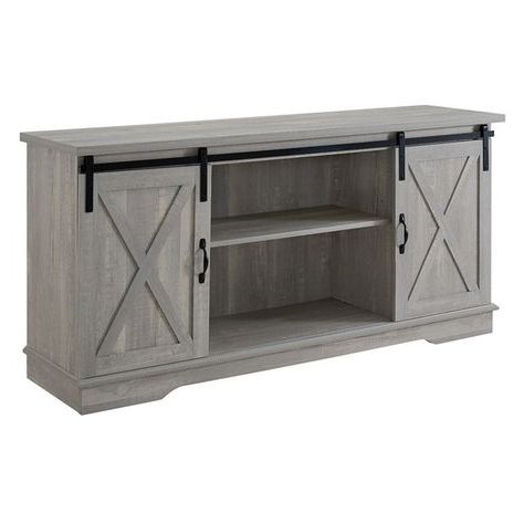 Featured Photo of 10 Inspirations Jaxpety 58" Farmhouse Sliding Barn Door Tv Stands