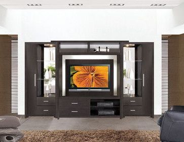 Popular Space Saving Black Tall Tv Stands With Glass Base Pertaining To Crystal Entertainment Center Wall Unit – Modern (Photo 1 of 10)