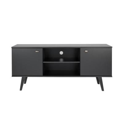 Prepac Milo Mid Century Modern 2 Drawer Black Nightstand For Well Known Prepac Milo Mid Century Modern 56" Tv Console Stands (View 2 of 10)