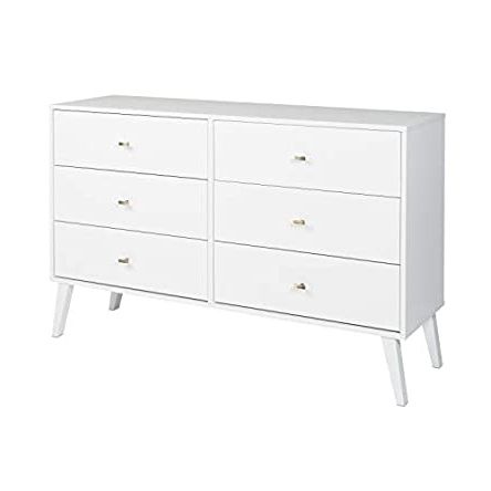 Prepac Milo Mid Century Modern Dresser, 6 Drawer, White Throughout 2018 Prepac Milo Mid Century Modern 56" Tv Console Stands (View 5 of 10)
