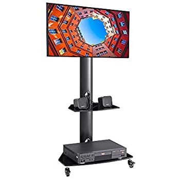 Recent Amazon: Glchq Adjustable Hight And Angle Multi Within Floor Tv Stands With Swivel Mount And Tempered Glass Shelves For Storage (Photo 6 of 10)