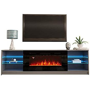 Recent Amazon: Meble Furniture & Rugs Boston 01 Electric Throughout Boston 01 Electric Fireplace Modern 79" Tv Stands (View 2 of 10)