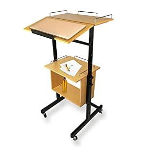 Recent Amazon : Pyle Portable Wheeled Lectern Podium Stand Intended For Rolling Tv Stands With Wheels With Adjustable Metal Shelf (Photo 4 of 10)