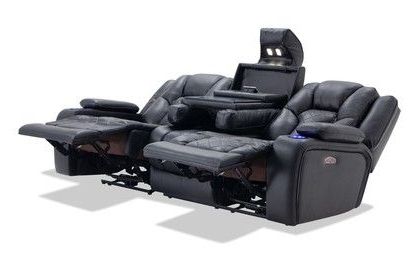 Recent Panther Black Leather Dual Power Reclining Sofas In Panther Black Leather Dual Power Reclining Sofa (Photo 1 of 10)