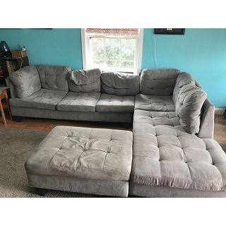 Recent Shop 3 Piece Modern Large Tufted Grey Microfiber Sectional Throughout 3pc Ledgemere Modern Sectional Sofas (View 8 of 10)