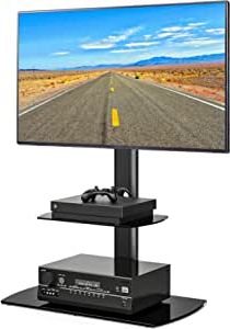 Rfiver Universal Floor Tv Stands Base Swivel Mount With Height Adjustable Cable Management With Most Current Amazon: Fitueyes Tt206501gb Swivel Floor Stand With (View 8 of 10)