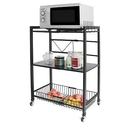 Rolling Tv Stands With Wheels With Adjustable Metal Shelf Inside Best And Newest 3 Tier Stainless Steel Heavy Duty Adjustable Kitchen (Photo 2 of 10)