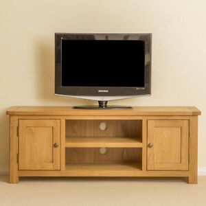 Roseland Oak Large Tv Cabinet Stand 132cm Solid Wood Media Within Current Bromley Extra Wide Oak Tv Stands (Photo 10 of 10)