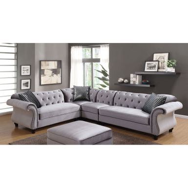 Sectional Sofas In Gray With Current Rent To Own Furniture Of America Dessie Ii Traditional (View 6 of 10)