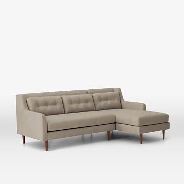 Somerset Velvet Mid Century Modern Right Sectional Sofas With Well Liked West Elm Crosby Sectional Set 3  Left Sofa, Right Chaise (Photo 2 of 10)