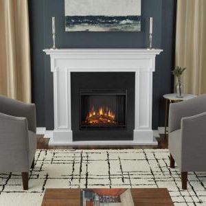 Tasi Traditional Windowpane Corner Tv Stands Intended For Famous Real Flame Thayer 54 In. Electric Fireplace In White 5010e (Photo 8 of 10)