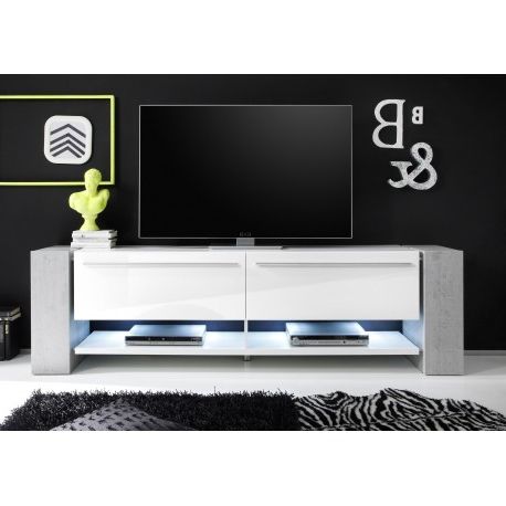 Time Ii – Large White Tv Stand With Stone Imitation Legs Inside Latest Modern Black Tabletop Tv Stands (Photo 1 of 10)