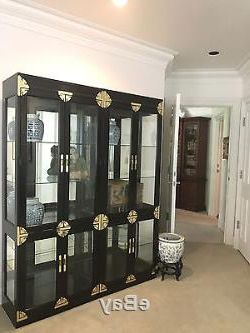 Trendy Dark Brown Tv Cabinets With 2 Sliding Doors And Drawer For Vintage Chinoiserie Glass Door China Cabinets(2) Display (Photo 8 of 10)