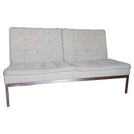 Trendy Florence Mid Century Modern Right Sectional Sofas With Regard To Florence Knoll Chrome And Cream Wool Upholstered Armless Sofa (View 6 of 10)