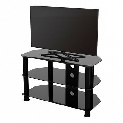 Tv Stand Modern Black Glass Unit For Up To 42" Inch Hd Lcd Inside Current Corner Tv Stands For Tvs Up To 43" Black (Photo 5 of 10)