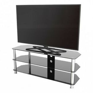 Tv Stand Modern Black Glass Unit Up To 60" Inch Hd Lcd Led Pertaining To Most Up To Date Edgeware Black Tv Stands (View 6 of 10)