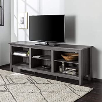 Tv Stands In Rustic Gray Wash Entertainment Center For Living Room Regarding Current Amazon: Walker Edison Wren Classic 6 Cubby Tv Stand (Photo 2 of 10)