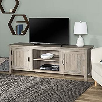 Tv Stands In Rustic Gray Wash Entertainment Center For Living Room Within Well Known Amazon: Signature Designashley Carynhurst Extra (View 9 of 10)