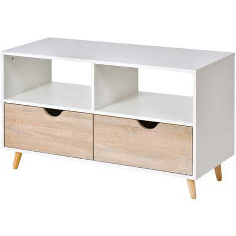 Tv Stands Regarding Most Recently Released Tv Stands Cabinet Media Console Shelves 2 Drawers With Led Light (View 4 of 10)