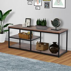 Tv Stands With Drawer And Cabinets Throughout 2017 Industrial Style Tv Stand Cabinet W/ Storage&2 Shelves (Photo 5 of 10)