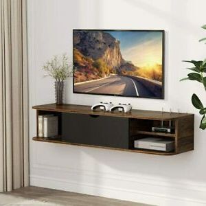 Tv Stands With Drawer And Cabinets Throughout Most Current 43 Inch Floating Wall Mounted Vintage Tv Shelf Tv Stand (Photo 7 of 10)