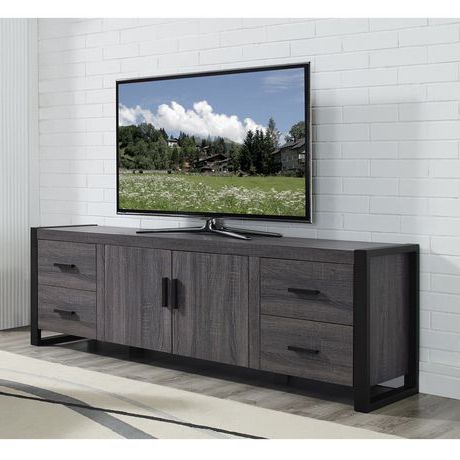 We Furniture 70" Grey Wood Tv Stand Console (Photo 3 of 10)