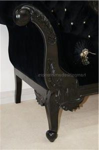 Well Known 4pc French Seamed Sectional Sofas Velvet Black Regarding Large Ornate French Black Velvet Crystal Chaise Longue (View 6 of 10)