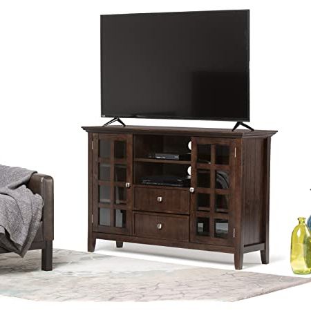 Well Known Amazon: Simplihome Artisan Solid Wood Universal Tall Intended For Farmhouse Sliding Barn Door Tv Stands For 70 Inch Flat Screen (View 6 of 10)