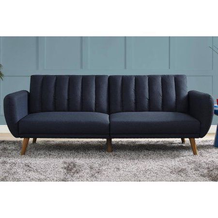 Well Known Brittany Sectional Futon Sofas Inside Large Single Sleeper Ribbed Tufted And Cushioned Back (Photo 2 of 10)