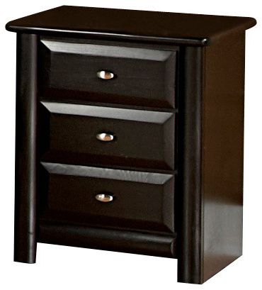 Well Known Chelsea Home 3 Drawer Nightstand In Black Cherry For Modern Mobile Rolling Tv Stands With Metal Shelf Black Finish (Photo 6 of 10)