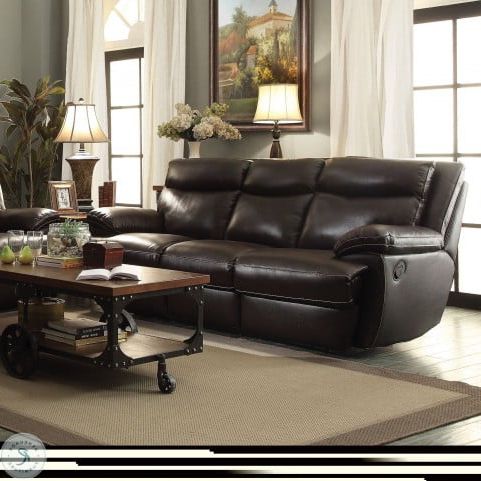 Well Known Macpherson Espresso Leather Reclining Sofa From Coaster In Nolan Leather Power Reclining Sofas (View 10 of 10)
