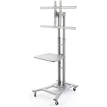 Well Known Rolling Tv Stands With Wheels With Adjustable Metal Shelf With Amazon: Portable Flat Screen Tv Stand For 32 To  (View 10 of 10)