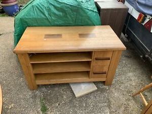 Well Known Solid Oak Tv Unit Good Condition With Drawers And Shelves Throughout Corona Pine 2 Door 1 Shelf Flat Screen Tv Unit Stands (View 8 of 10)