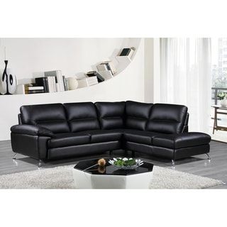 Well Known Wynne Contemporary Sectional Sofas Black Inside Cortesi Home Contemporary Boston Genuine Leather Sectional (Photo 1 of 10)