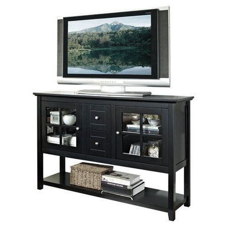 Wood Console Within Fitzgerald Mirrored Tv Stands (View 3 of 10)