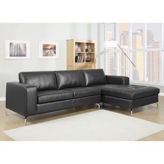 Wynne Contemporary Sectional Sofas Black Inside Trendy Lazenby Black Leather Modern Sectional Sofa – Overstock (Photo 4 of 10)