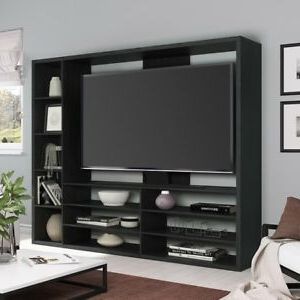Preferred Black Wall Unit Tv Stand Large Entertainment Center Throughout Large Tv Stands (Photo 5 of 12)