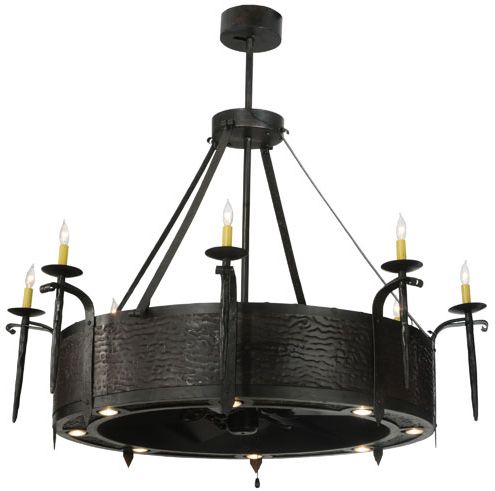 2020 Black Iron Eight Light Chandeliers With Regard To Meyda Custom 114422 Costello Chandel Air Black 8 Candle (View 1 of 10)