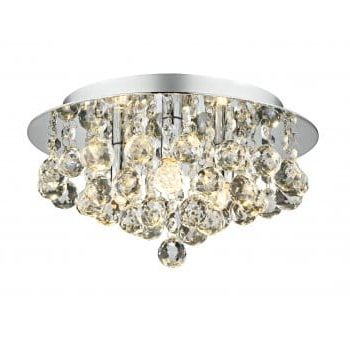 2020 Dar Lighting Plu5250 Pluto Semi Flush 3 Light Polished Pertaining To Polished Chrome Three Light Chandeliers With Clear Crystal (View 4 of 10)