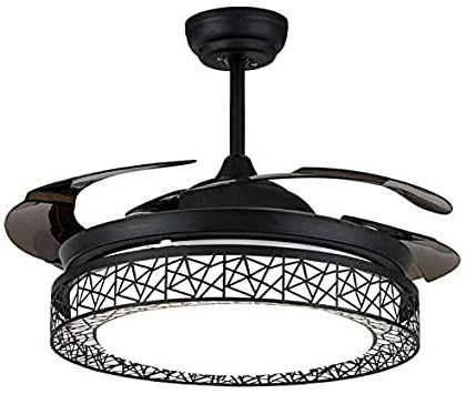 42 Inch Fan Chandelier 6889 Black Three Color Dimming With With Widely Used Satin Black 42 Inch Six Light Chandeliers (View 9 of 10)