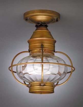 9" Onion Flush Mount Light Fixture With Caged Optic Globe Throughout Well Known Bubbles Clear And Natural Brass One Light Chandeliers (View 5 of 10)