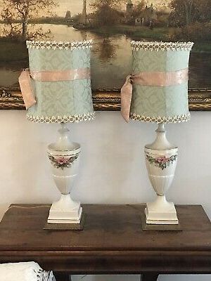 Antique Gold 13 Inch Four Light Chandeliers Regarding Well Liked 2 Antique Lamps French Style Porcelain Enameled Raised (View 2 of 10)