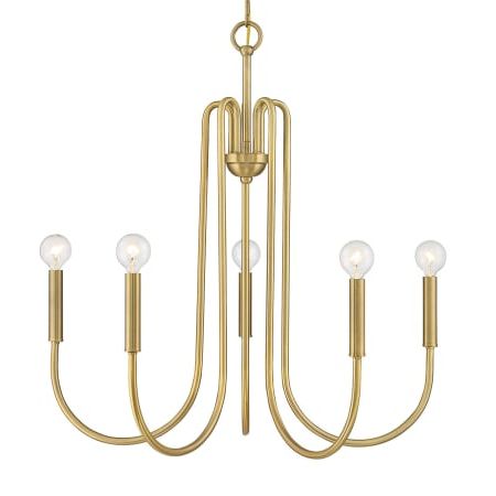 Bellevue Shm10066nb Natural Brass 5 Light 25" Wide Within Most Popular Natural Brass 19 Inch Eight Light Chandeliers (View 5 of 10)